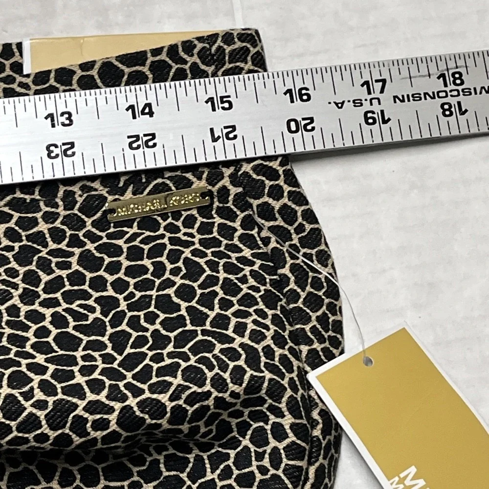 Michael Kors Pants Womens M Brown Print Pull On Flare Split Leg High Rise Casual